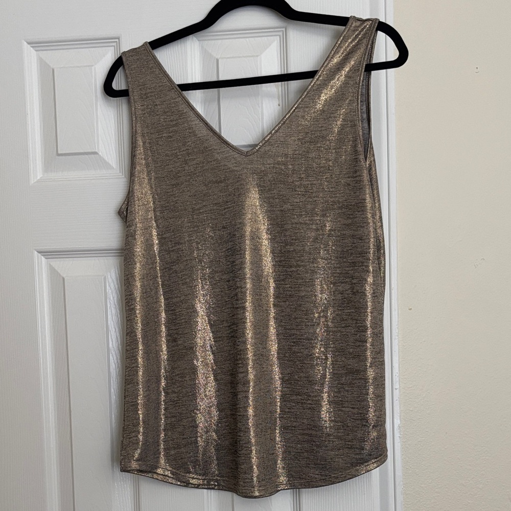 White House Black Market Shimmering Gold Tank Top